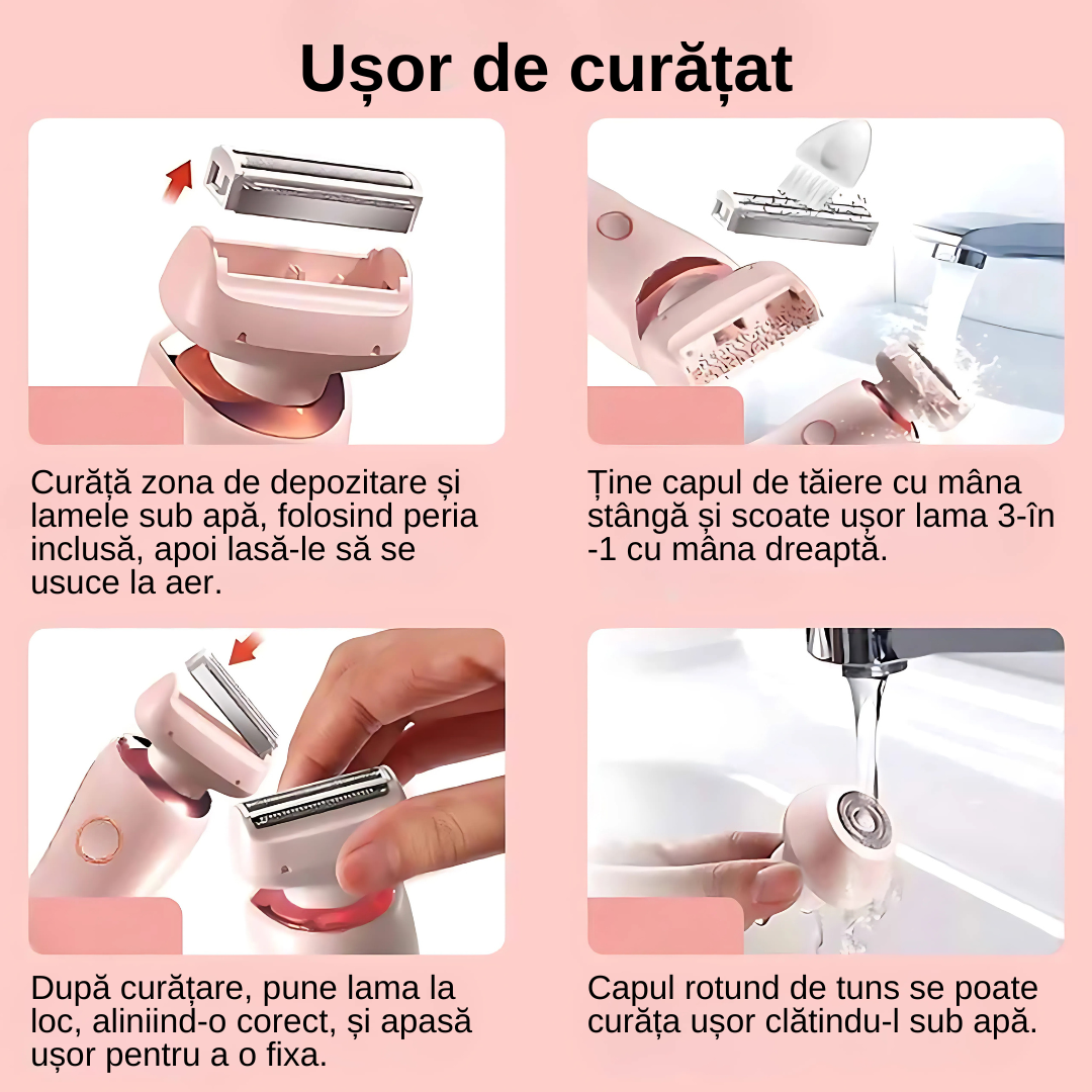 Aparat de ras electric Roz pentru femei 2 in 1 - imagine 9