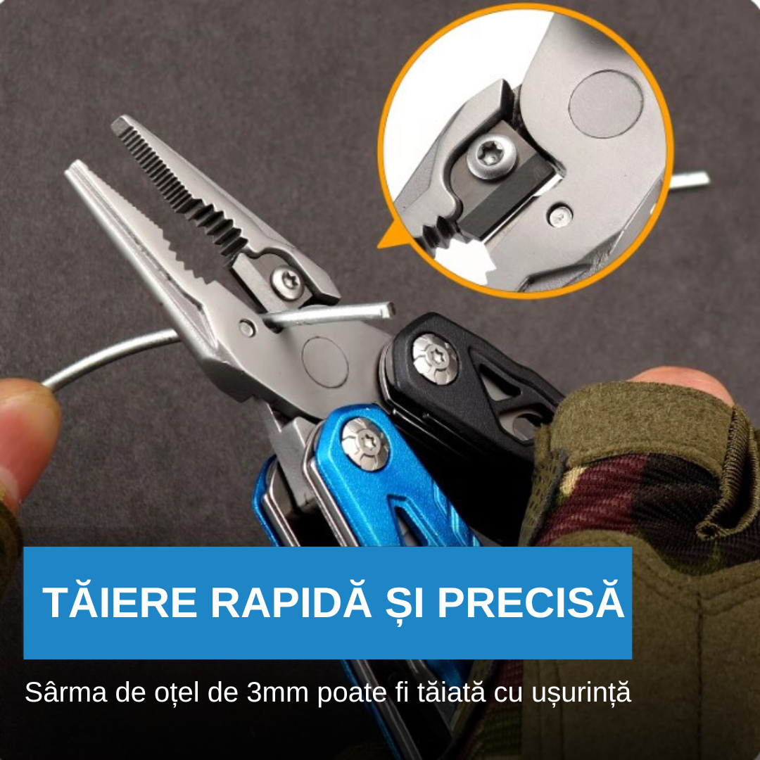 Ciocan multifunctional 19 in 1 de otel, Suport de surubelnita, Inox, Cheie reglabila, Cleste, Deschizator de conserve, Compact, Portabil, Taietor de sarma, 8,5 x 17cm, Negru