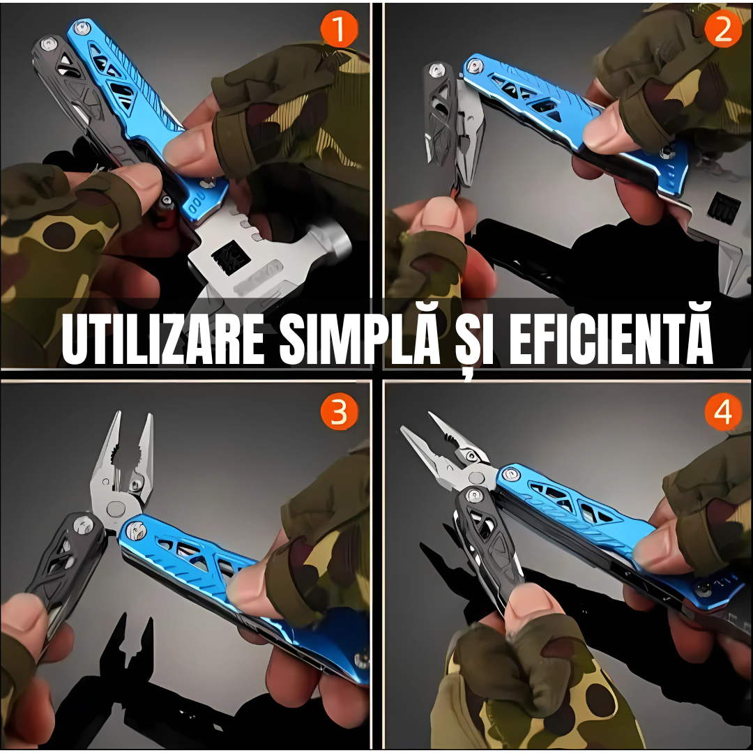 Ciocan multifunctional 19 in 1 de otel, Suport de surubelnita, Inox, Cheie reglabila, Cleste, Deschizator de conserve, Compact, Portabil, Taietor de sarma, 8,5 x 17cm, Negru