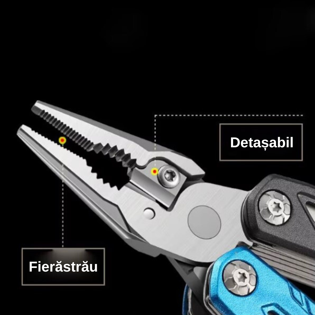 Ciocan multifunctional 19 in 1 de otel, Suport de surubelnita, Inox, Cheie reglabila, Cleste, Deschizator de conserve, Compact, Portabil, Taietor de sarma, 8,5 x 17cm, Negru