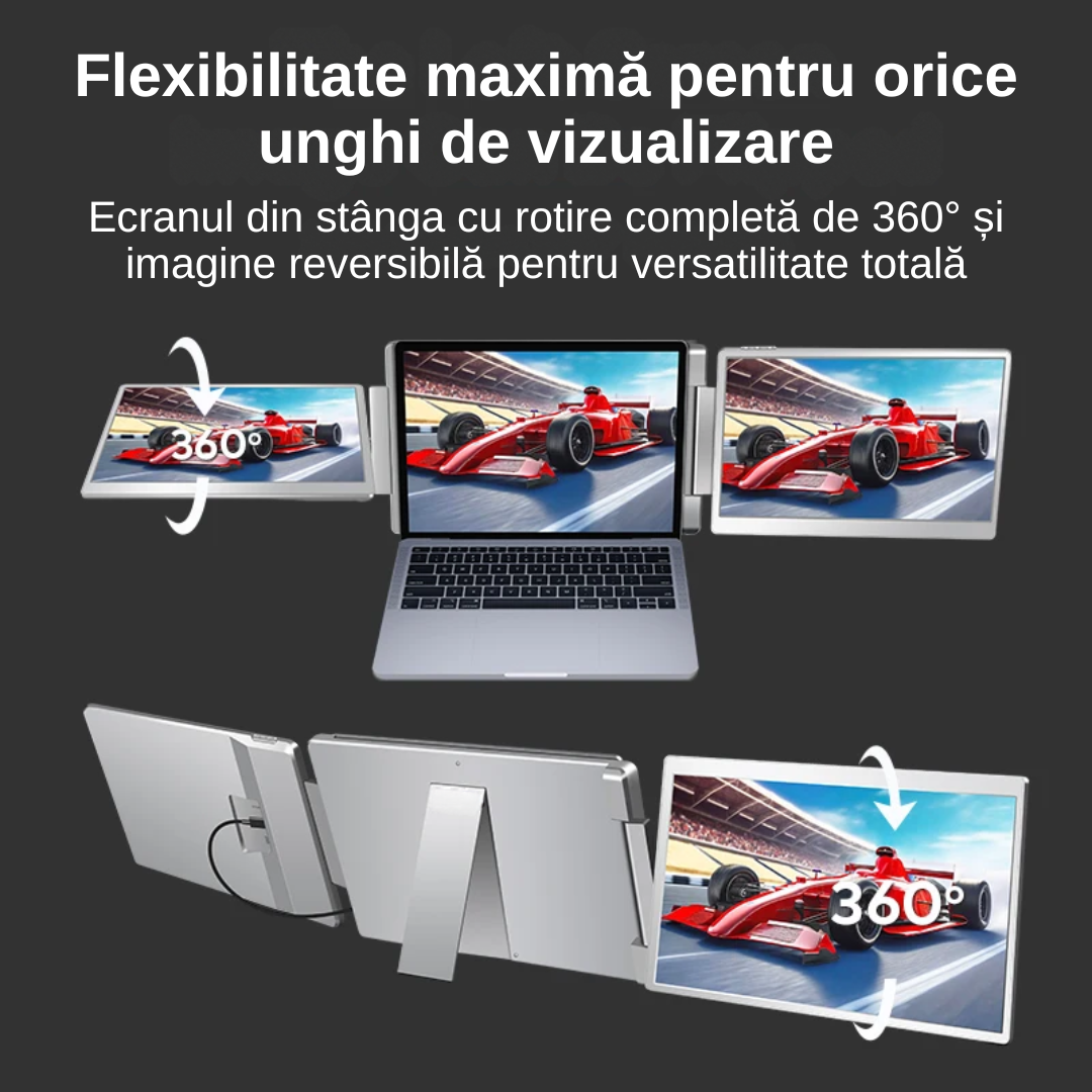 Extensie 2 ecrane pentru laptop, 2*16 inch, full HD, IPS, sRGB 100%, 2560*1600, USB Type-C/USB TypeA/HDMI, compatibilitate multipla, design portabil, reglabil, geanta cadou, gri - imagine 11