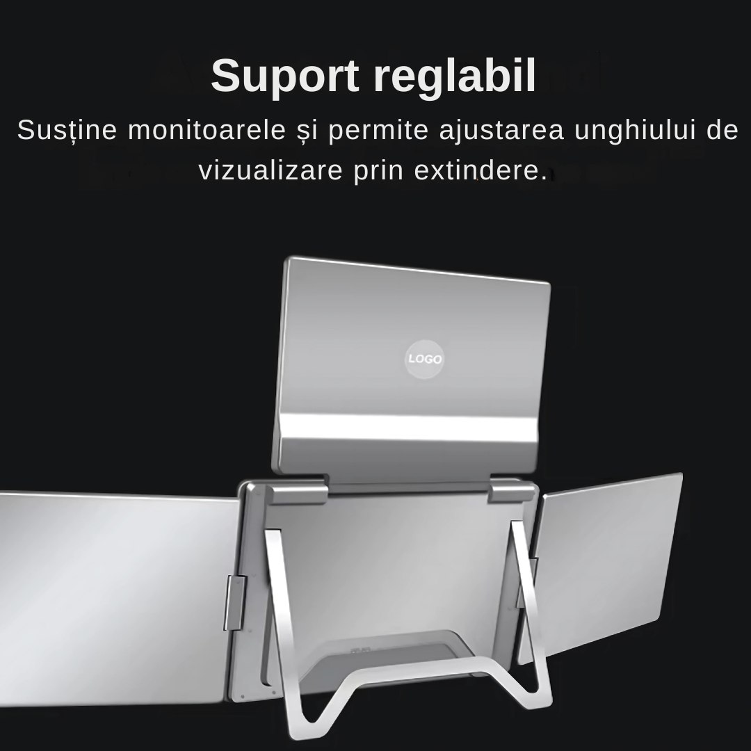 Extensie 3 ecrane pentru laptop, 3*16 inch, full HD, IPS, sRGB 100%, 1920*1200, USB Type-C/USB Type-A, compatibilitate multipla, design portabil, reglabil, geanta cadou, gri - imagine 10