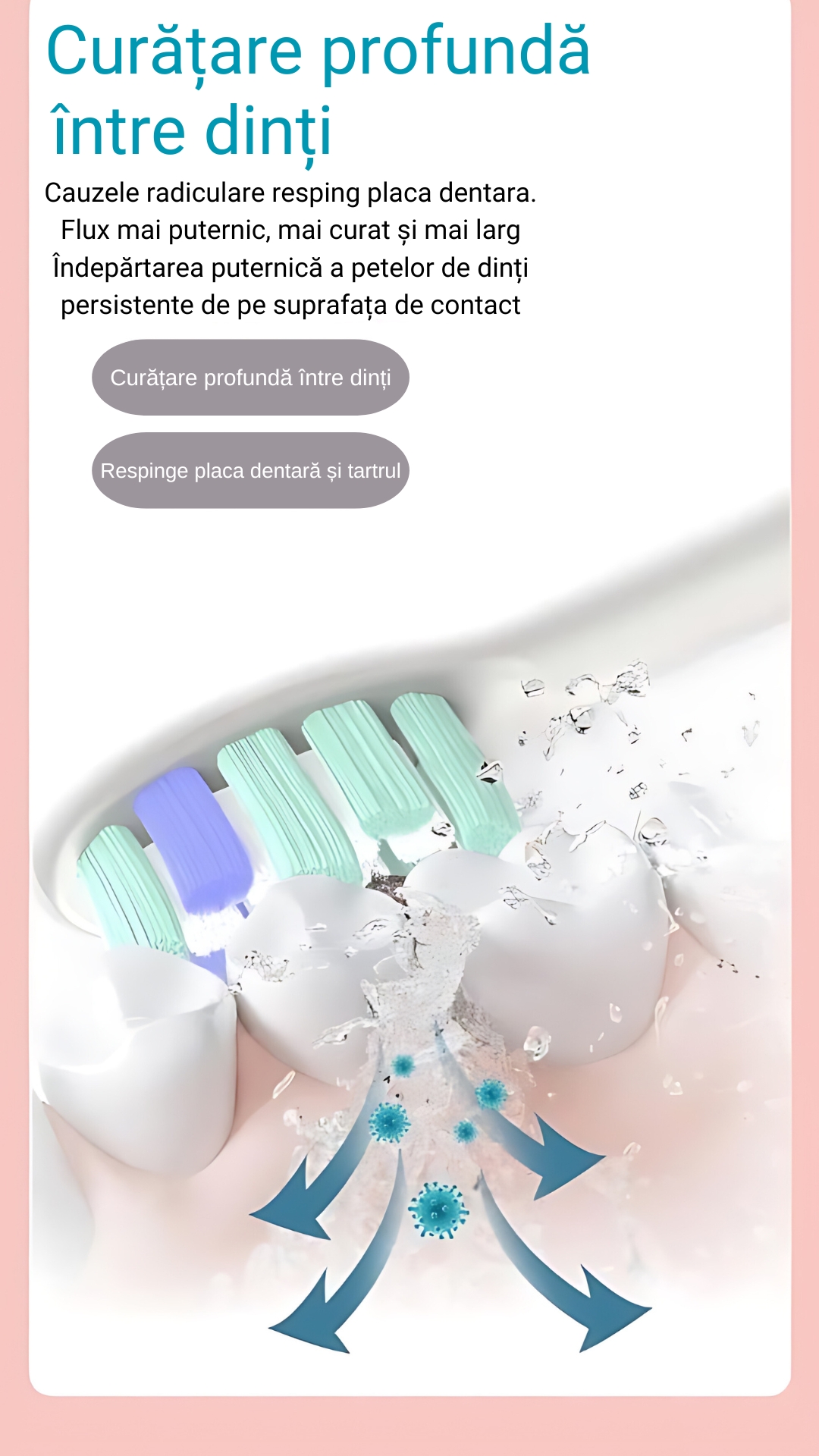 Periuta de dinti electrica Sonic, pentru adulti, copii, 5 Moduri de periaj, 801 mAh, 40.000 Pulsatii/min, Smart Timer, IPX7(impermeabil), 8 capete Soft, Functie de memorare, Husa transport, Negru. - imagine 4