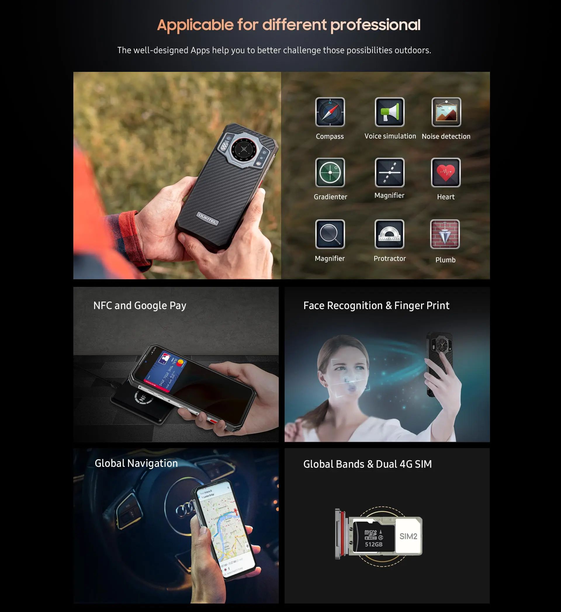 Telefon OUKITEL WP21, Android 12, 17GB RAM, Procesor Octa-Core, 256GB ROM, Cameră frontal 20 MP/Camera principala 64MP (Night Vision), Baterie 9800mAh, Încărcare rapida 66W, Ecran 6.78” FHD 120Hz, NFC, Dual SIM 4G, Negru, A ATAB - imagine 10